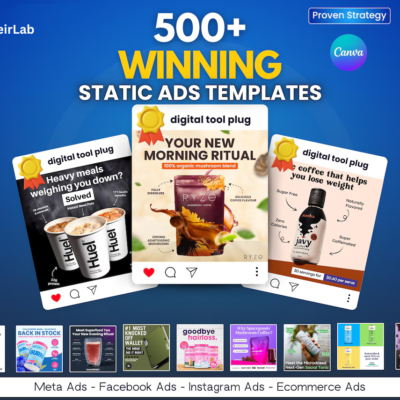 500+ Meta Ad Templates Canva Bundle: Facebook, Instagram, Email (PLR/MRR)
